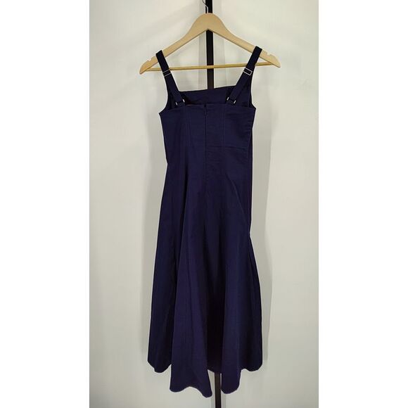 Quince Women Stretch Twill Fit & Flare Midi Dress Deep Navy XS - Picture 2 of 3